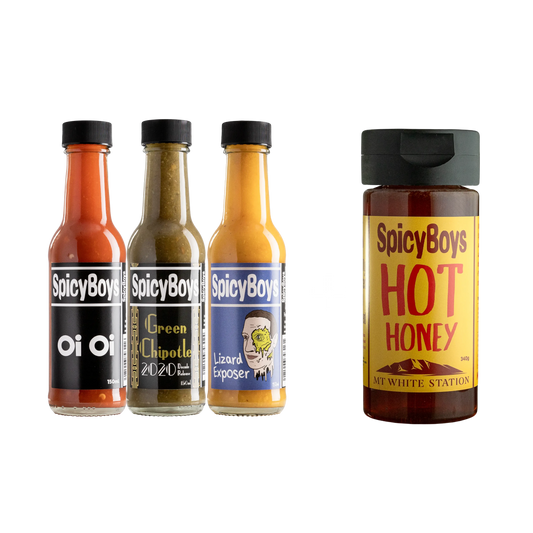 3 HOT SAUCES + HOT HONEY (SAVE $5)